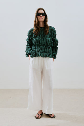 Crinkled-Effect Blouse Green
