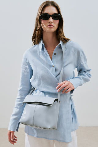 Faux Leather Flap Bag Blue