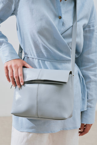 Faux Leather Flap Bag Blue