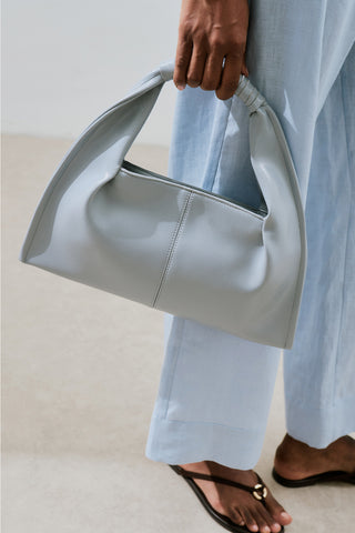 Glossy Leather Handbag Blue