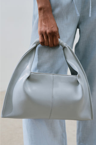 Glossy Leather Handbag Blue