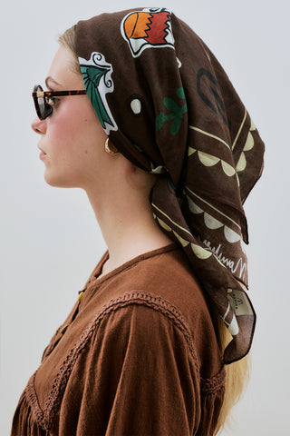 Patterned Cotton Scarf Liberty Brown