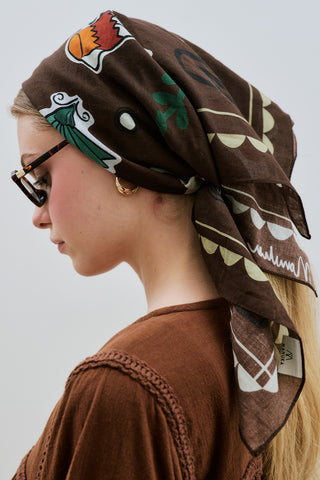 Patterned Cotton Scarf Liberty Brown