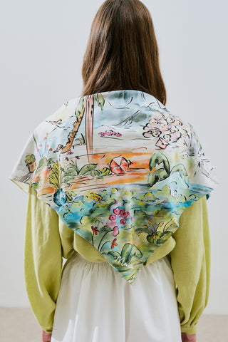 Patterned Satin Scarf Summer Holiday