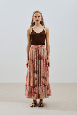 Ruched Chiffon Maxi Skirt Bohem