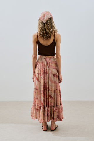 Ruched Chiffon Maxi Skirt Bohem