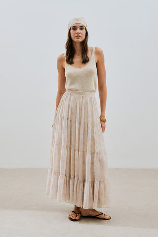Ruched Chiffon Maxi Skirt Blush