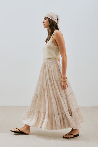 Ruched Chiffon Maxi Skirt Blush