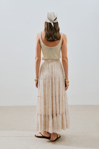Ruched Chiffon Maxi Skirt Blush