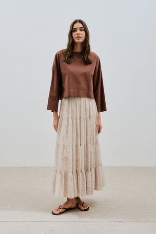 Ruched Chiffon Maxi Skirt Blush