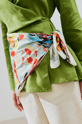 Patterned Satin Scarf Gia