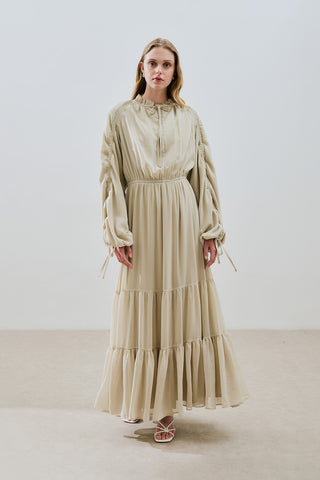 UZUN BÜZGÜLÜ ŞİFON ELBİSE ADAÇAYI