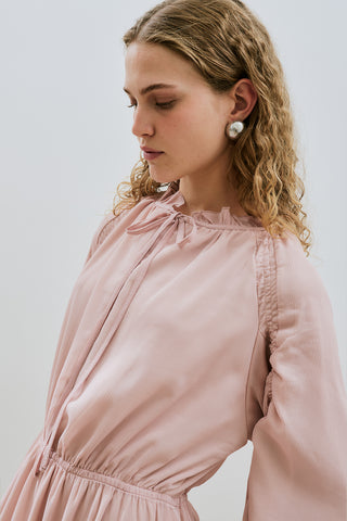 Ruched Chiffon Maxi Dress Powder