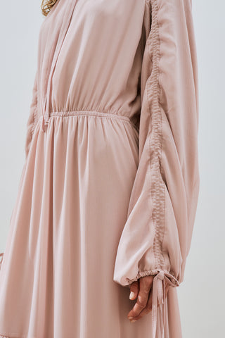Ruched Chiffon Maxi Dress Powder
