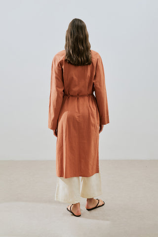 Textured Button Longline Tunic Cinnamon