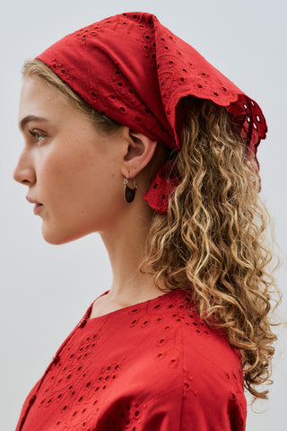 Broderie Scarf Red