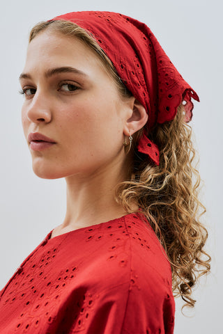Broderie Scarf Red