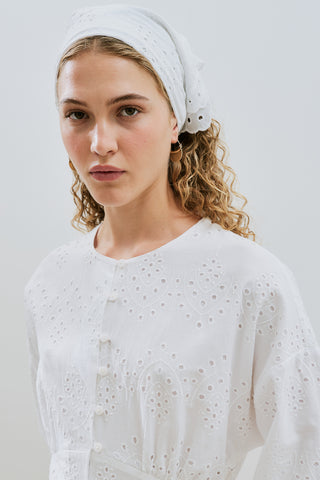 Broderie Scarf Ecru