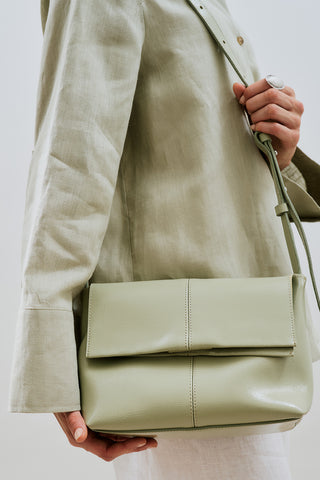Faux Leather Flap Bag Green
