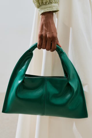 Glossy Leather Handbag Teal