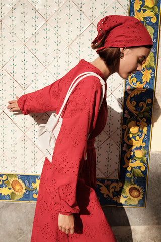 Broderie Scarf Red
