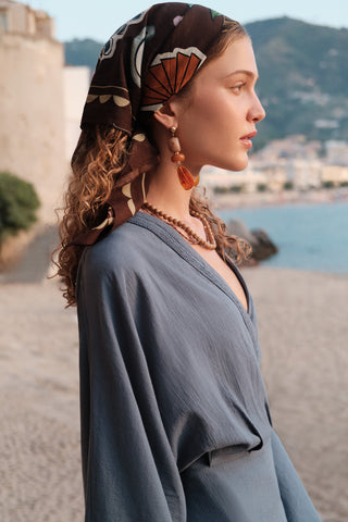 Patterned Cotton Scarf Liberty Brown