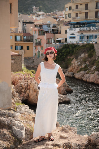 Embroidered Midi Skirt Ecru