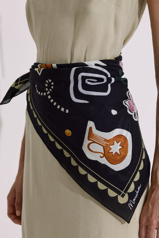Patterned Cotton Scarf Liberty Black