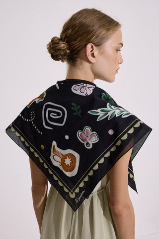 Patterned Cotton Scarf Liberty Black