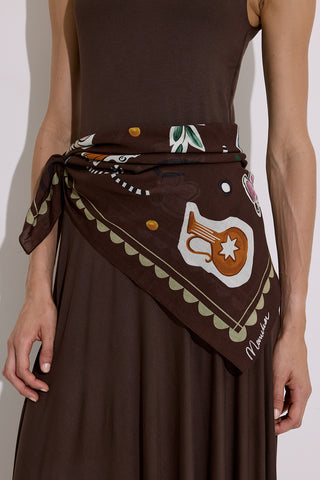Patterned Cotton Scarf Liberty Brown