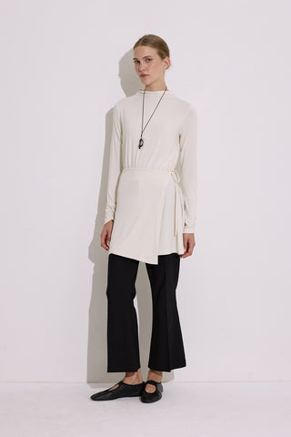Draped Tie Detail Blouse Pearl