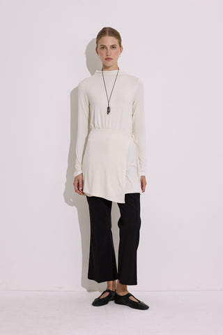 Draped Tie Detail Blouse Pearl