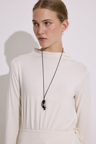 Draped Tie Detail Blouse Pearl