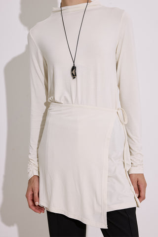 Draped Tie Detail Blouse Pearl