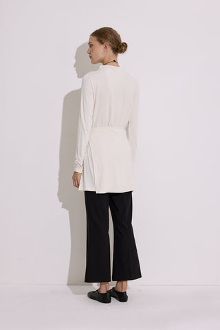 Draped Tie Detail Blouse Pearl