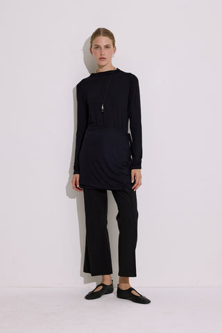 Draped Tie Detail Blouse Black