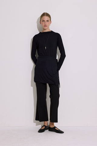 Draped Tie Detail Blouse Black