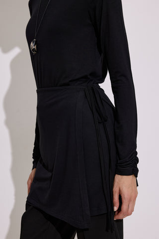Draped Tie Detail Blouse Black