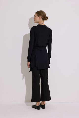 Draped Tie Detail Blouse Black