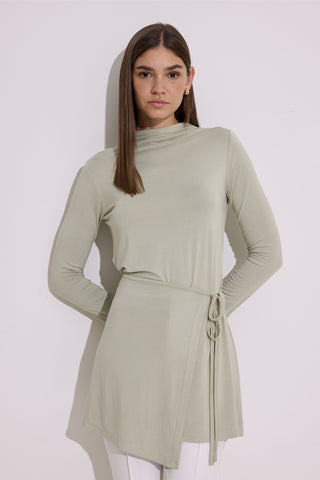 Draped Tie Detail Blouse Pastel Green