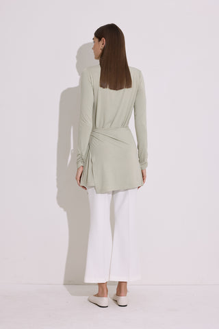 Draped Tie Detail Blouse Pastel Green