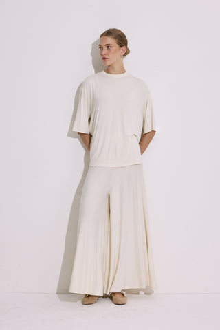 Draped Short Sleeve Blouse Pearl