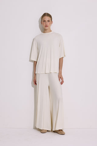 Draped Short Sleeve Blouse Pearl