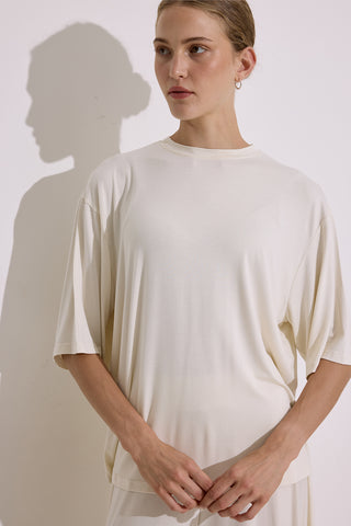 Draped Short Sleeve Blouse Pearl