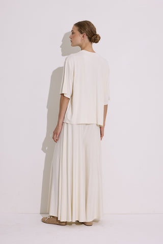 Draped Short Sleeve Blouse Pearl