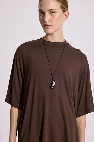Draped Short Sleeve Blouse Brown