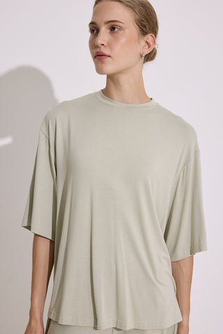 Draped Short Sleeve Blouse Pastel Green