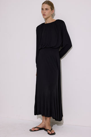 Draped Balloon Blouse Black