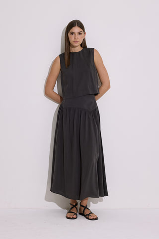 Modal Ruched Maxi Skirt Anthracite