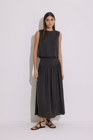 Modal Ruched Maxi Skirt Anthracite